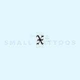 Gothic Style Uppercase X Letter Temporary Tattoo (Set of 3)