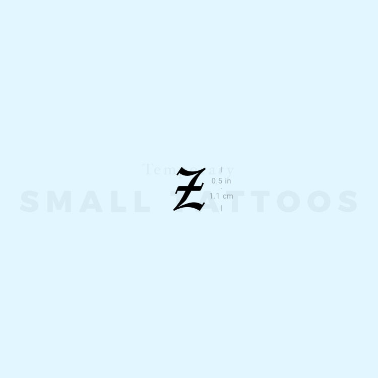 Gothic Style Uppercase Z Letter Temporary Tattoo (Set of 3)