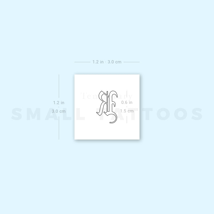 Old English R Letter Temporary Tattoo (Set of 3)