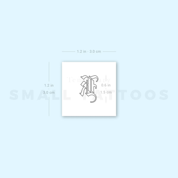 Old English K Letter Temporary Tattoo (Set of 3)