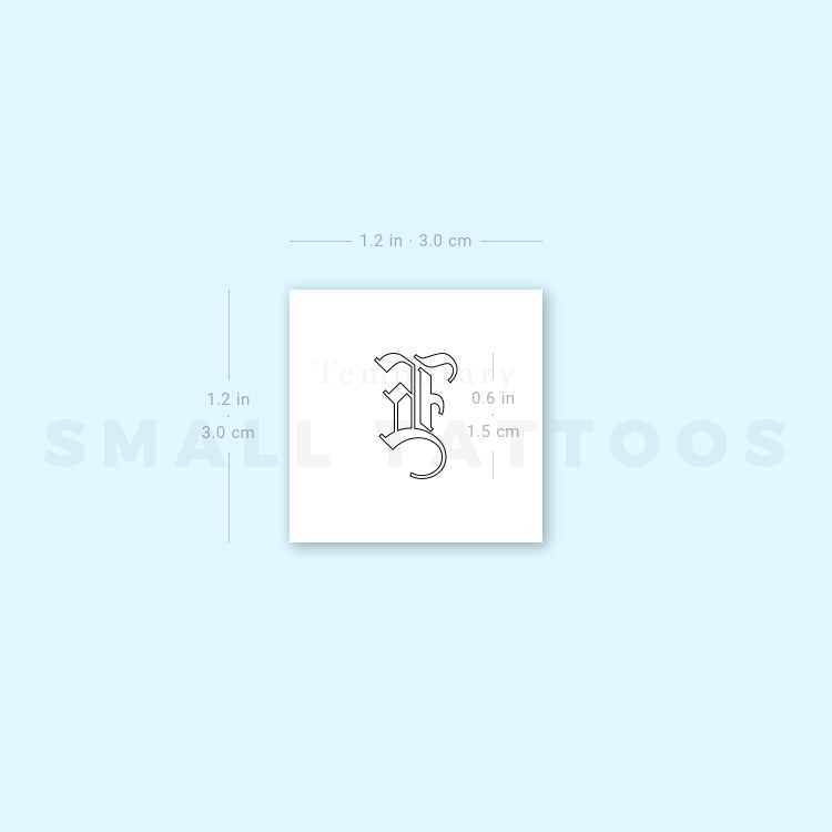 Old English E Letter Temporary Tattoo (Set of 3)