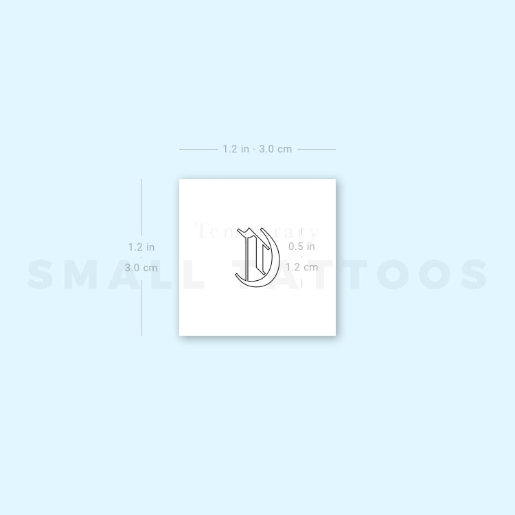 Old English C Letter Temporary Tattoo (Set of 3)