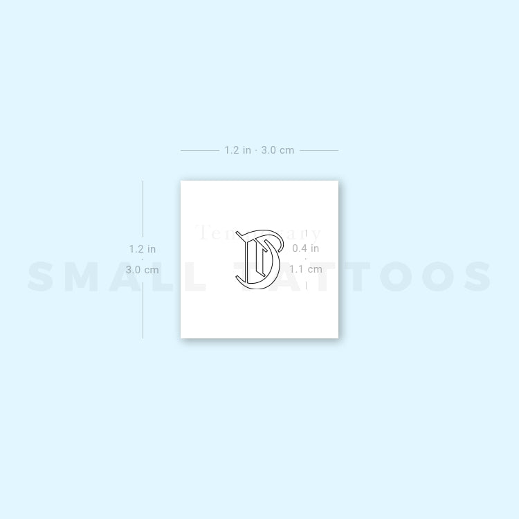 Old English T Letter Temporary Tattoo (Set of 3)