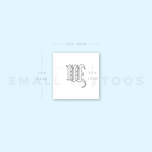 Old English W Letter Temporary Tattoo (Set of 3)