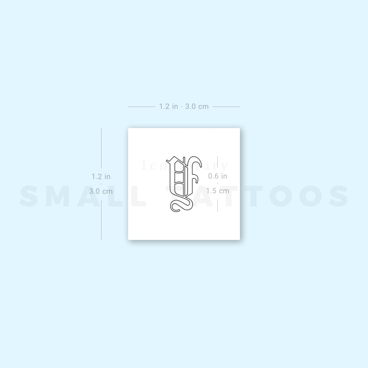 Old English Y Letter Temporary Tattoo (Set of 3)
