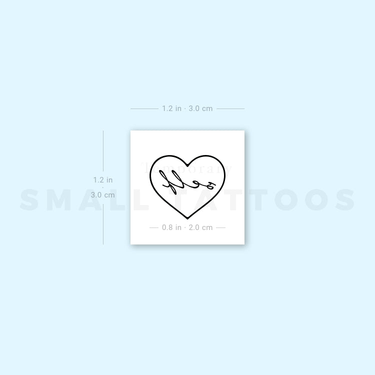 Self-Love Heart Outline Temporary Tattoo (Set of 3)