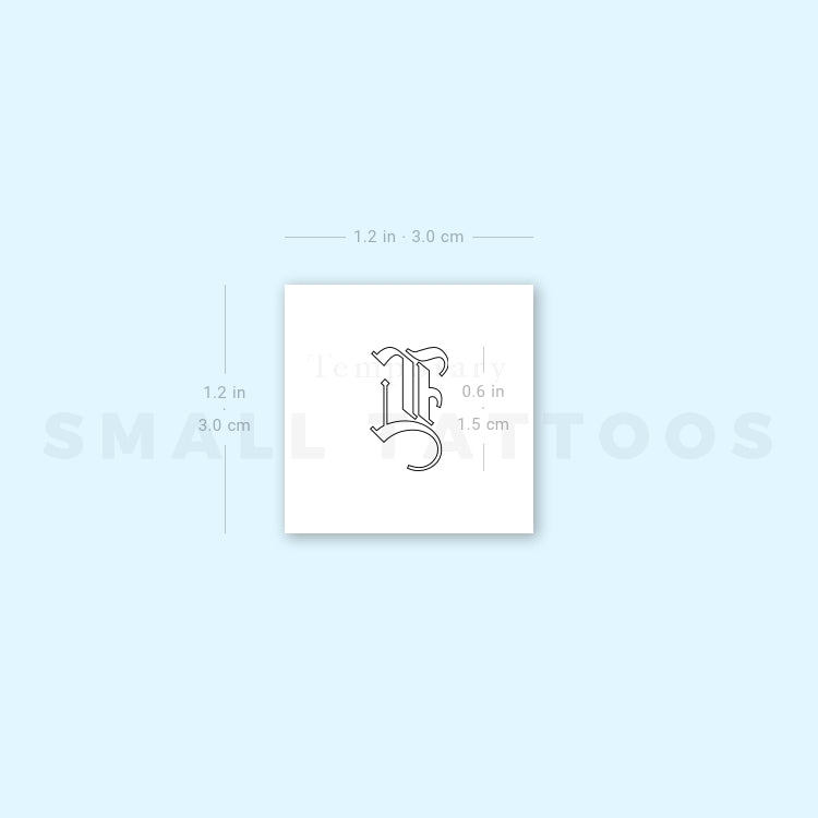 Old English L Letter Temporary Tattoo (Set of 3)