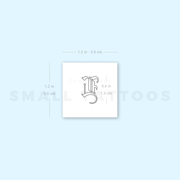 Old English L Letter Temporary Tattoo (Set of 3)