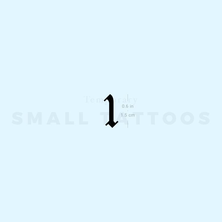 Old English Number 1 Temporary Tattoo (Set of 3)