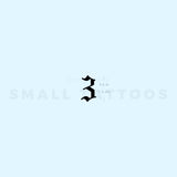 Old English Number 3 Temporary Tattoo (Set of 3)