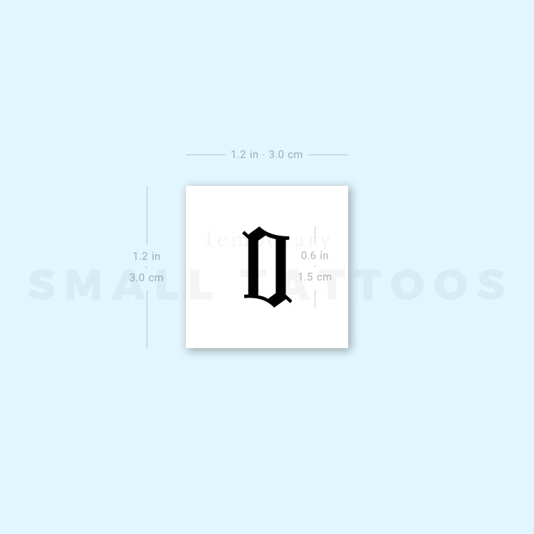 Old English Number 0 Temporary Tattoo (Set of 3)