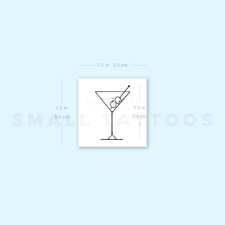 Martini Cocktail Temporary Tattoo (Set of 3)