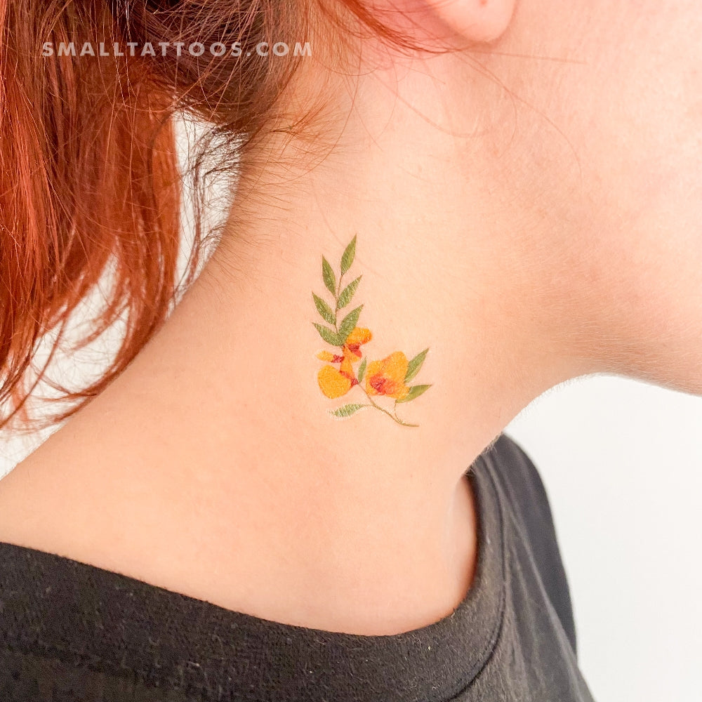 Tatuaje temporal de flor amarilla de Zihee (juego de 3)