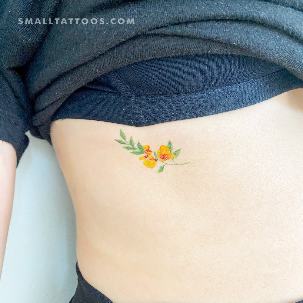 Tatuaje temporal de flor amarilla de Zihee (juego de 3)