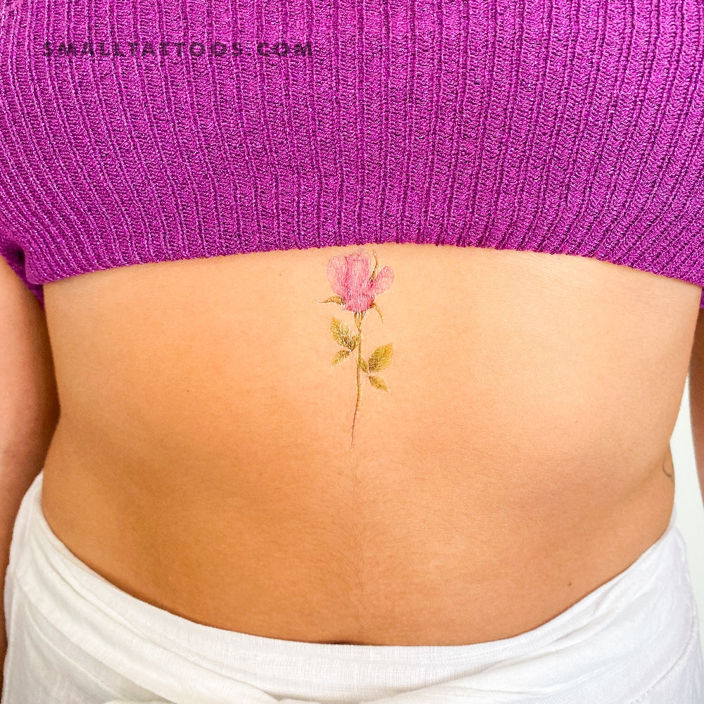 Tatuaje temporal de rosa rosa de Mini Lau (juego de 3)