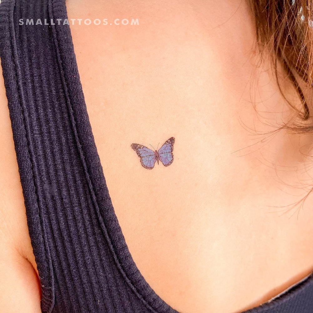 Tatuaje temporal de mariposa azul pequeña (juego de 3)