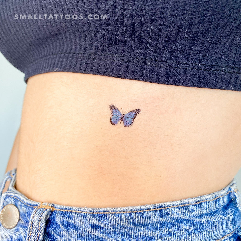 Tatuaje temporal de mariposa azul pequeña (juego de 3)
