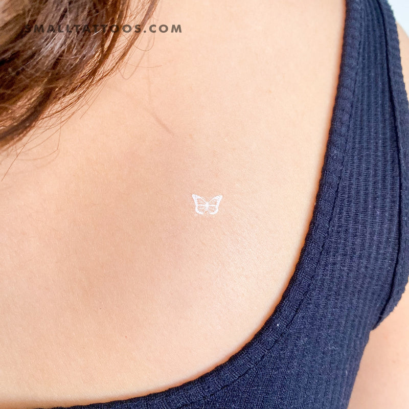 Tiny White Butterfly Temporary Tattoo (Set of 3)