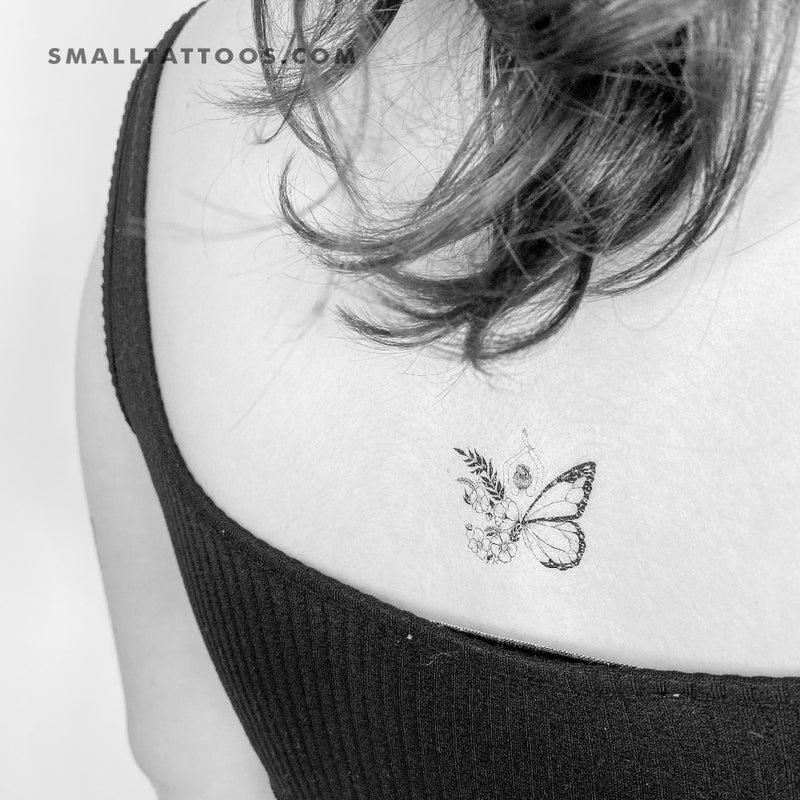 Half Floral Butterfly Temporary Tattoo by Malak Aboyosif - Set of 3