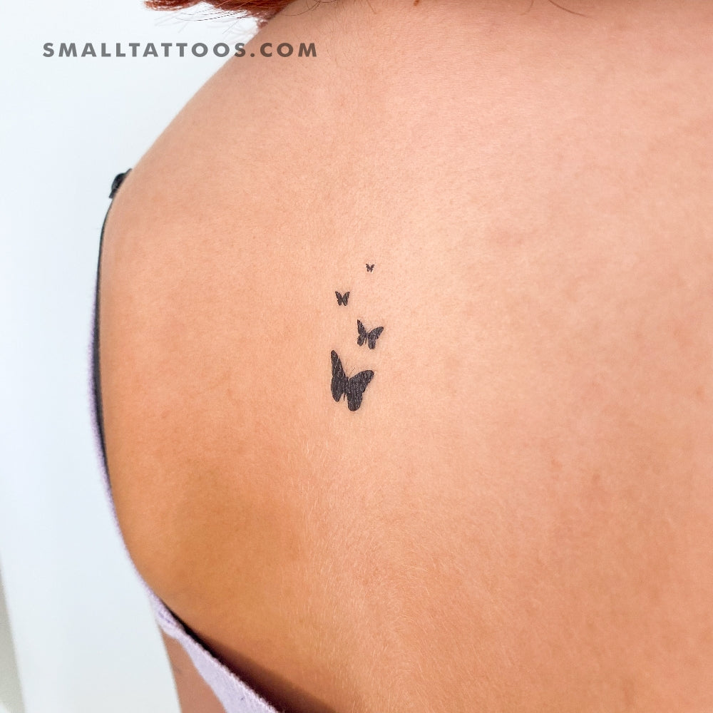 Tatuaje temporal de cuatro mariposas negras (juego de 3)