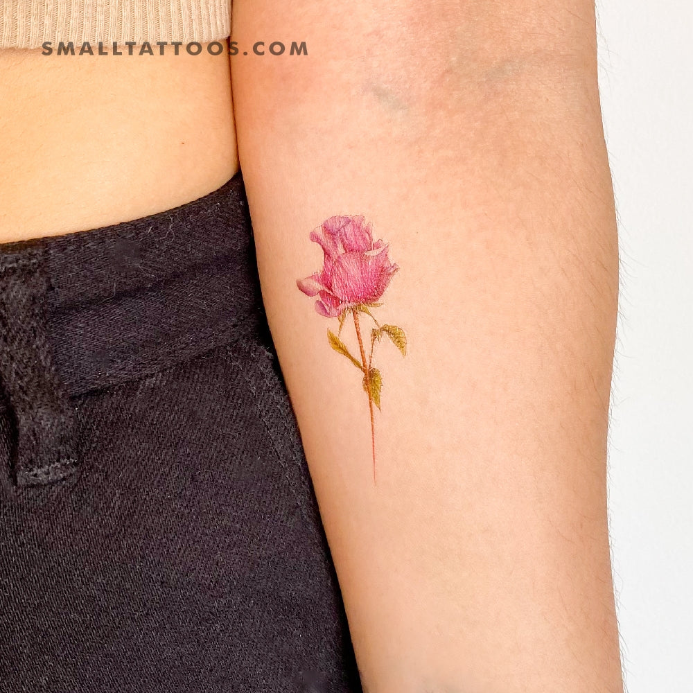 Tatuaje temporal de rosa morada de Mini Lau (juego de 3)