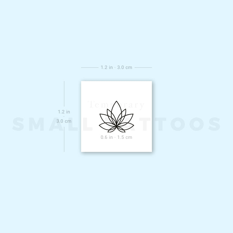 Small Minimalist Lotus Flower Temporary Tattoo (Set of 3)