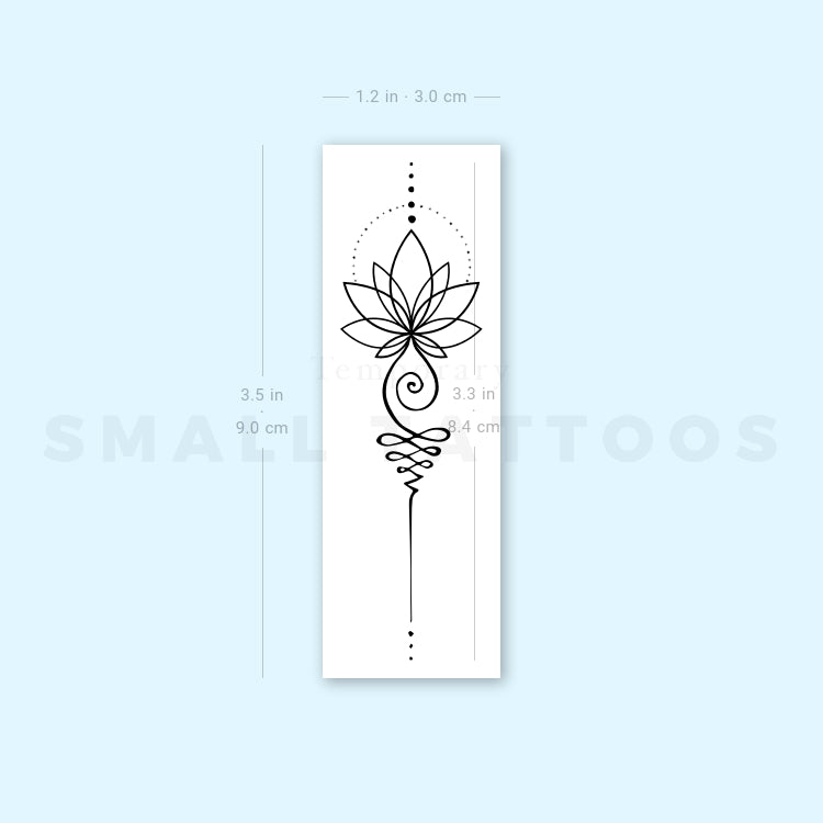 Unalome Lotus Temporary Tattoo (Set of 3)