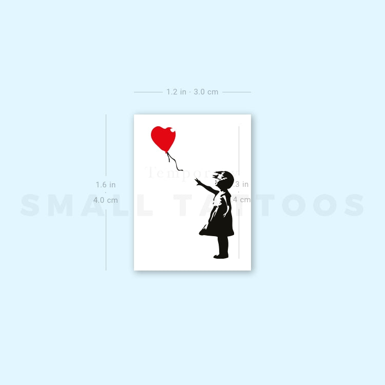 Small Banksy's Balloon Girl Temporary Tattoo (Set of 3)