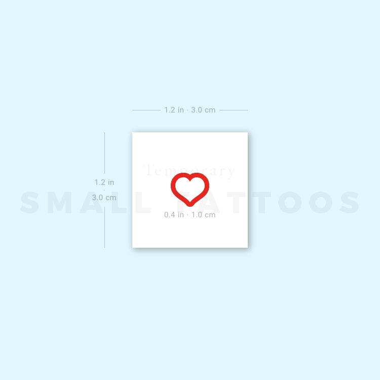 Tiny Red Heart Outline Temporary Tattoo (Set of 3)