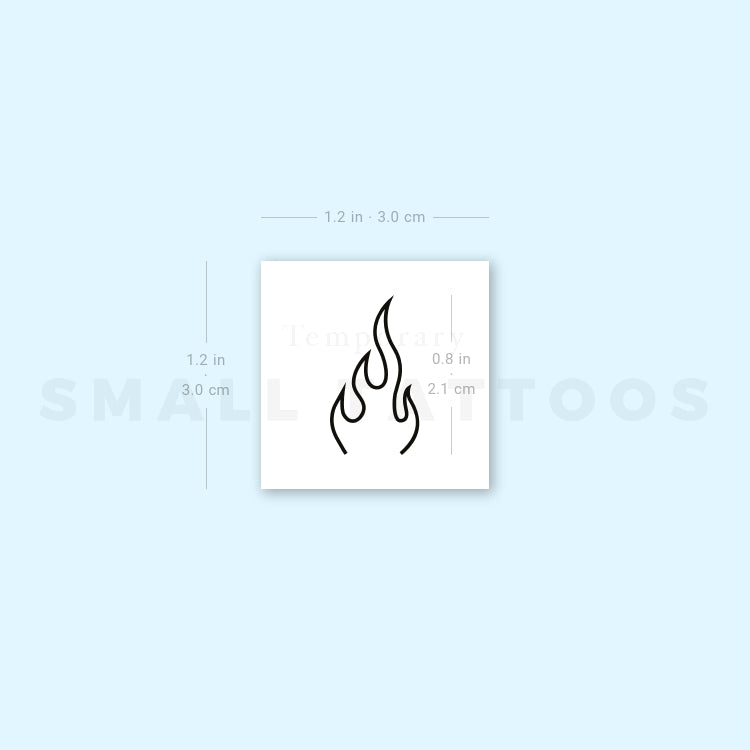 Minimalist Fire Flame Temporary Tattoo (Set of 3)
