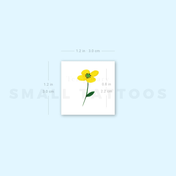 Small Yellow Flower Temporary Tattoo by Zihee (Set of 3)