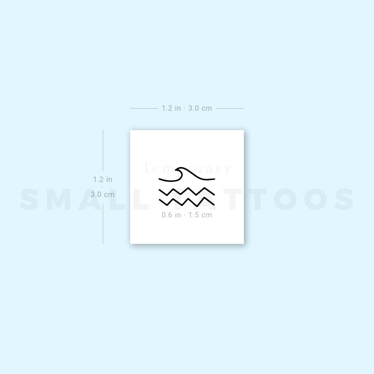 Tatuaje temporal minimalista de mar (juego de 3)