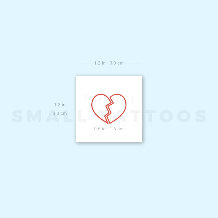 Red Broken Heart Temporary Tattoo (Set of 3)