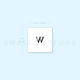 W Uppercase Serif Letter Temporary Tattoo (Set of 3)