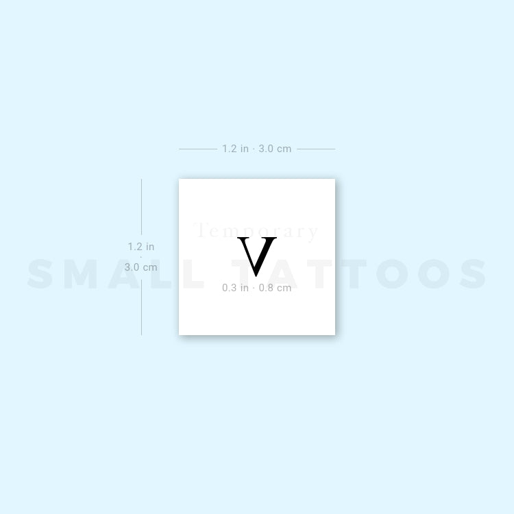 V Uppercase Serif Letter Temporary Tattoo (Set of 3)