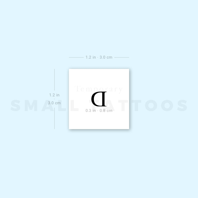 D Uppercase Serif Letter Temporary Tattoo (Set of 3)