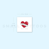 Small Heart with Mom Banner Temporary Tattoo (Set of 3)