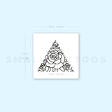 Fine Line Rose Triangle Temporary Tattoo (Set of 3)