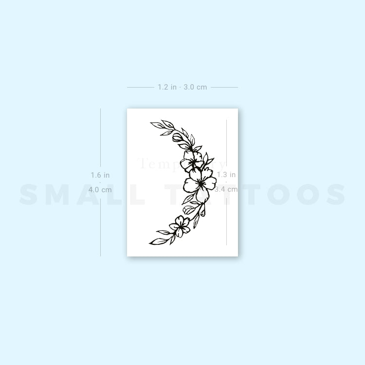 Flower Crescent Moon Temporary Tattoo (Set of 3)