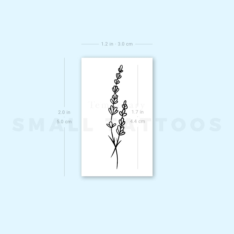 Fine Line Lavender Temporary Tattoo (Set of 3)