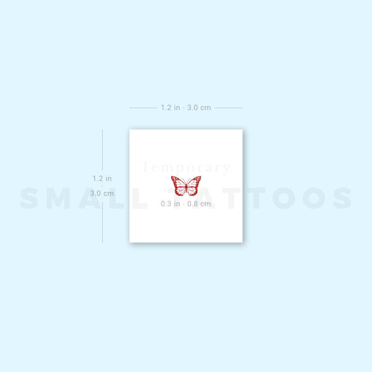 Tatuaje temporal de mariposa roja pequeña (juego de 3)