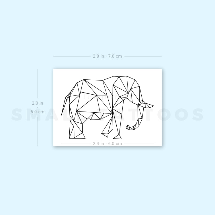 Tatuaje temporal de elefante poligonal de Cagri Durmaz (juego de 3)