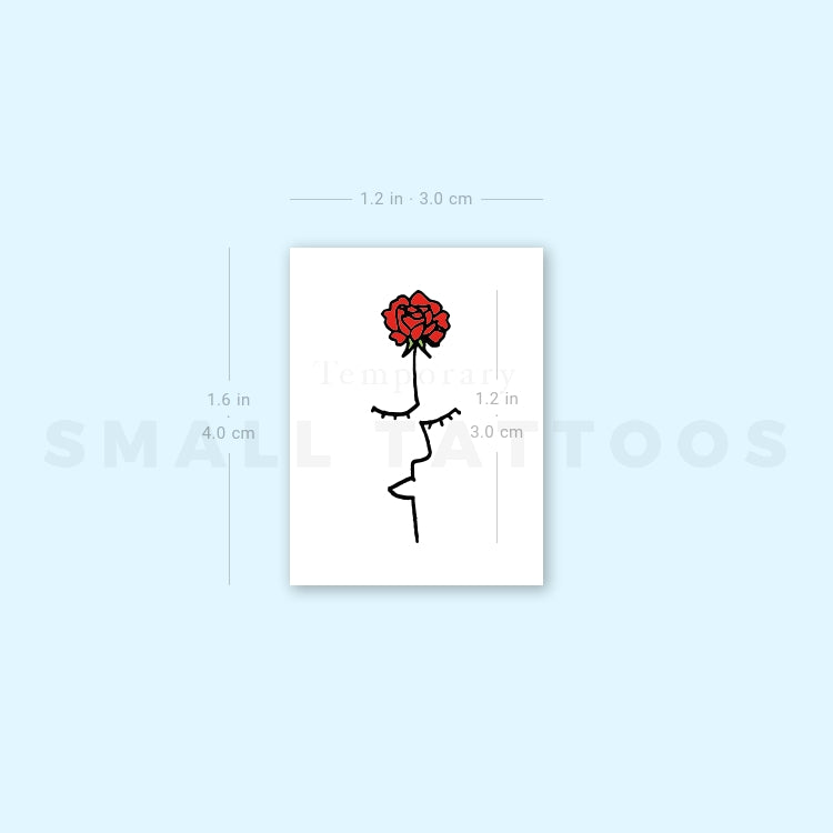 Red Rose Face Temporary Tattoo by Tukoi (Set of 3)