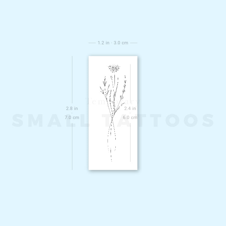 Harmlessberry's Fine Line Flower Bouquet II Temporary Tattoo (Set of 3)