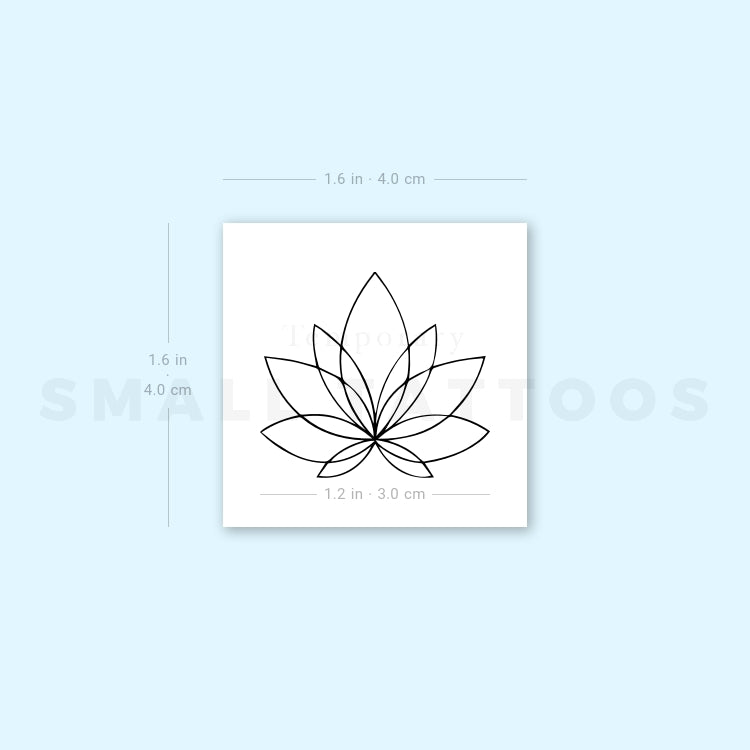 Tatuaje temporal de flor de loto de línea fina (juego de 3)