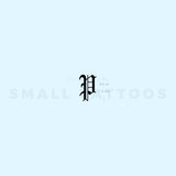 Gothic Style Uppercase P Letter Temporary Tattoo (Set of 3)
