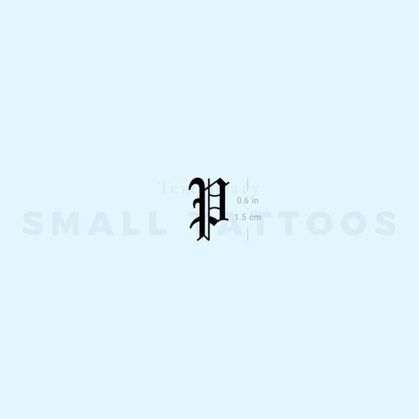 Gothic Style Uppercase P Letter Temporary Tattoo (Set of 3)