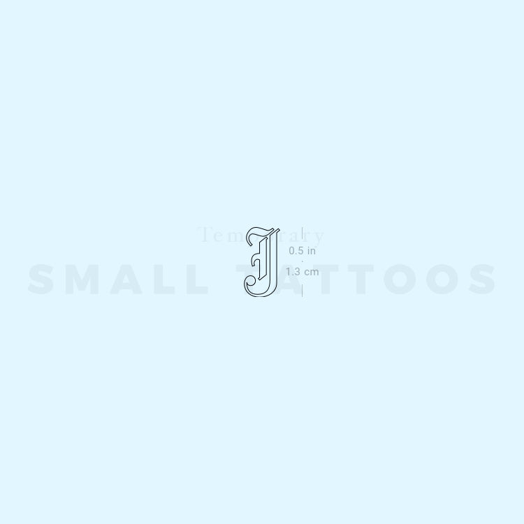 Old English J Letter Temporary Tattoo (Set of 3)