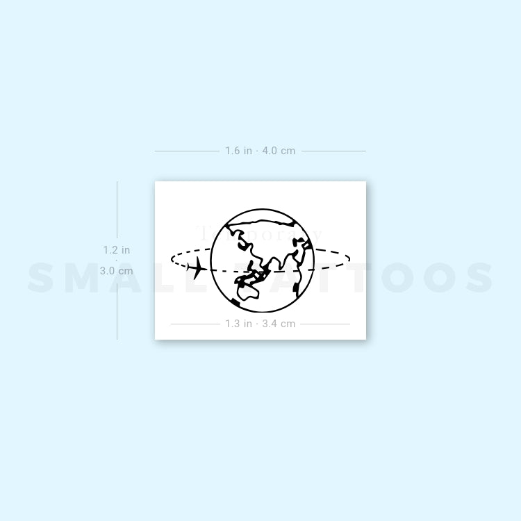 Flying Around Asia And Oceania Temporary Tattoo - Set of 3
