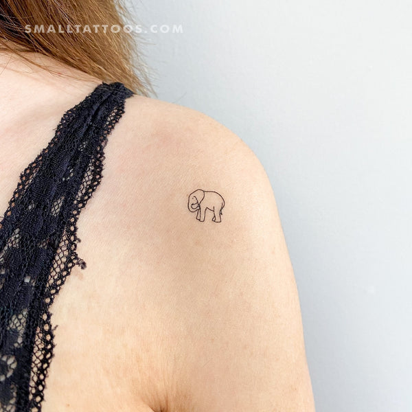 Duvet Cover Elephant tattoo line art, dotwork sketch - PIXERS.UK